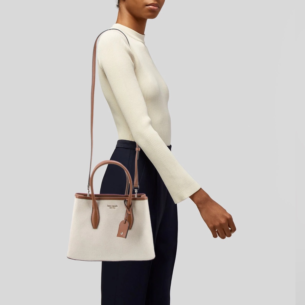 Kate Spade New York Small Canvas Top Brown/Cream Handle Bag